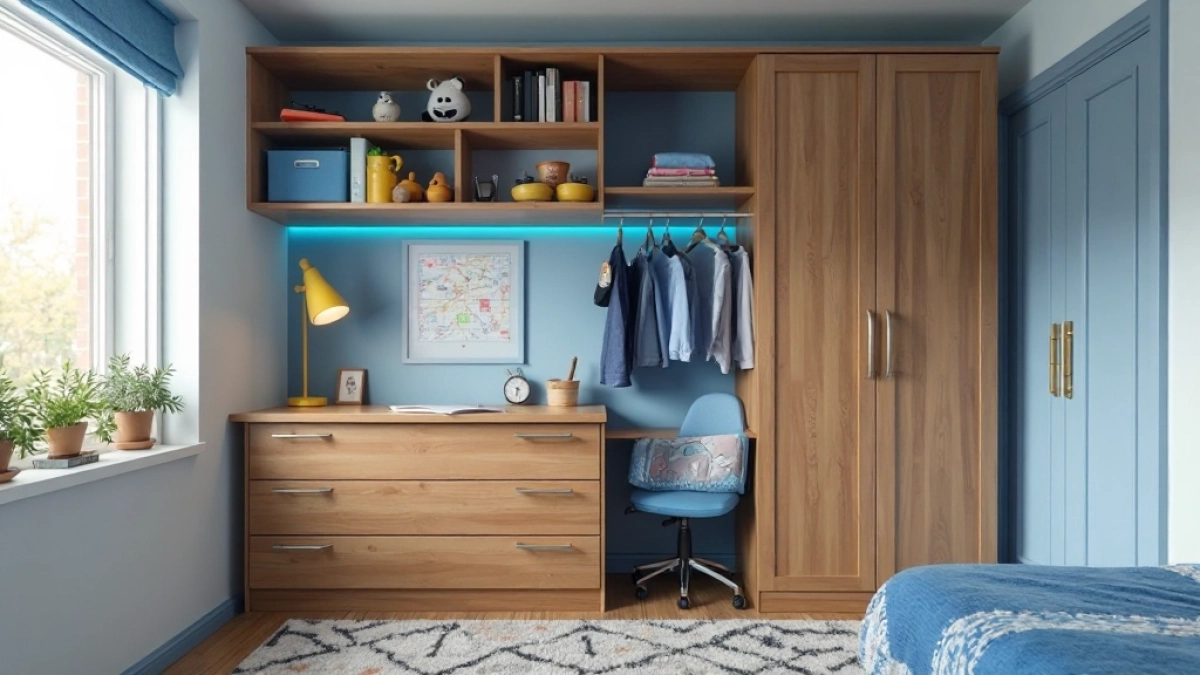 Meblościanka z biurkiem dla chłopca